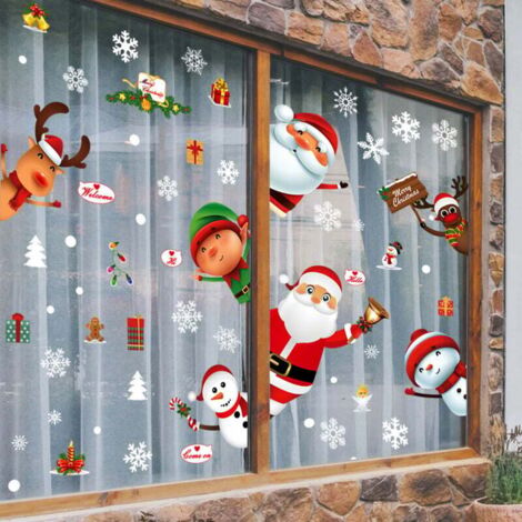 222 Pezzi Vetrofanie Adesivi di Natalizie di Fiocco di Neve, Adesivi Statici per Fiocchi di Neve in PVC Bianco, Decorazioni Invernali Rimovibili per Finestre di Natalizie