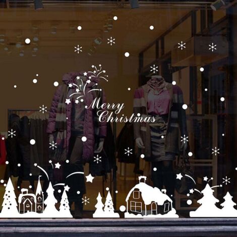 156 Adesivi Fiocchi Neve Natale Finestra Statici Riutilizzabili PVC Decorazioni Sticker Inverno Casa Vetrina