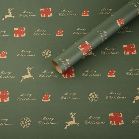 Carta da regalo natalizia verde oliva, 100% riciclata e riciclabile