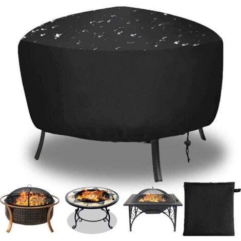 Funda redonda para fogata, con cordón, impermeable, resistente al viento y a los rayos UV, de tela Oxford, 80 x 65 cm, para horno, mesa de comedor, sillas y jardín.