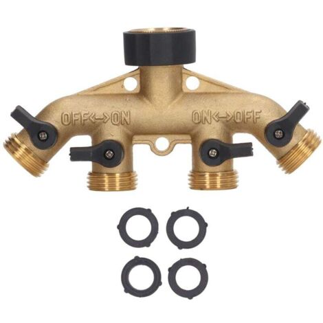 ZVD Distribuidor de válvula de bola de latón, divisor de agua de 4 vías, para riego de jardines, riego agrícola, lavado de autos, estilo americano (1/4)