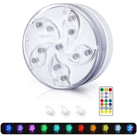 Iluminación LED para piscina de jardín, luz LED sumergible impermeable IP68, luz subacuática para piscina de 11 colores con control remoto, utilizada para decoración de jarrones de bañera y acuario de
