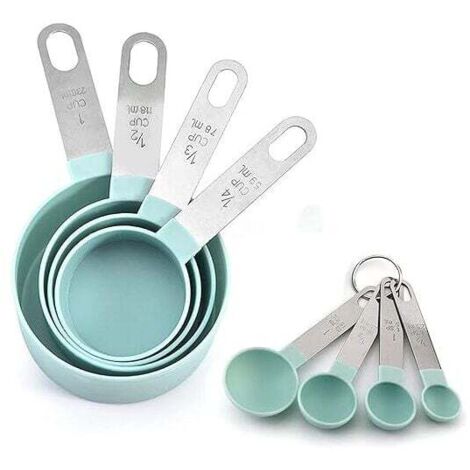 Ensemble de 8 Pièces Lot de Tasses Et Cuillères à Mesurer, Juego de cucharas medidoras, Tazas medidoras, Cucharas medidoras, para Cocina Cuisson Cuisson Ingredients Liquide Et Solide. (1/4)