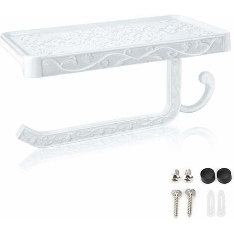 ZVD Portarrollos de papel higiénico de pared, hicoosee, con estante de almacenamiento para baño, color blanco (1/4)