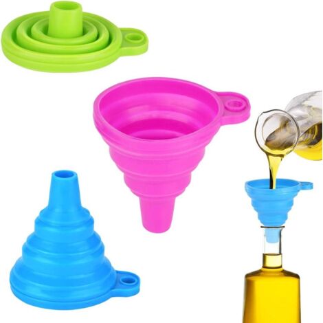 Embudo de silicona, mini embudo de silicona plegable, embudo de alimentos de alta calidad, ideal para cocina, restaurante, hotel, bricolaje y camping (paquete de 3) (1/5)