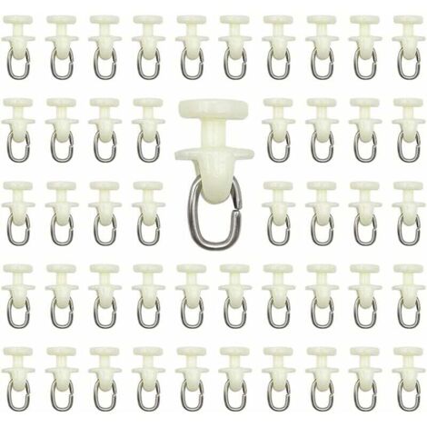 100 rodillos para riel de cortina (blancos), riel interior, gancho para cortina, riel deslizante, polea de cortina de plástico para cortinas.
