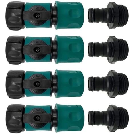 Conector rápido para manguera de jardín con válvula de cierre - Conectores rápidos de 3/4" (1/5)