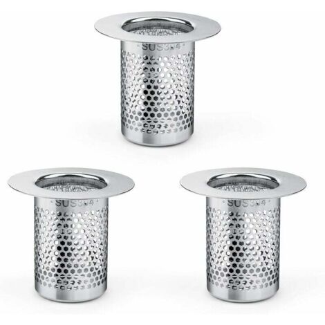 Filtro de ducha de acero inoxidable, 3 unidades, 5,5 × 5 cm, para fregadero de cocina, balcón, cocina, baño, desagüe de suelo. (1/5)