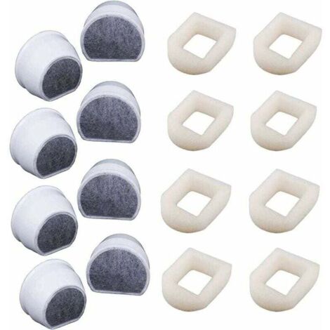 Paquete de 16 prefiltros de espuma y filtro de carbón compatibles con las fuentes PetSafe Drinkwell INOX 360 Avalon Pagoda Seascape y Sedona. Filtro para fuente de agua para gatos y perros.