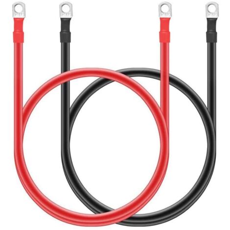 Cables de batería de cobre puro de 5 AWG (paquete de 2) con terminales de 10 mm (3/8") para automoción (1/5)