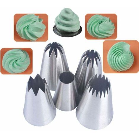 ZVD 5 Pièces Grand Douilles Patisserie, Embouts de Glaçage pour Poche à Douille, Pour Patisserie et Décoration de Cupcakes-Fei Yu