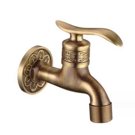 Grifo de latón antiguo con mango largo, grifo de agua fría para baño, fregona, lavadora de piscina, decoración de jardín, manguera de jardín. (1/4)