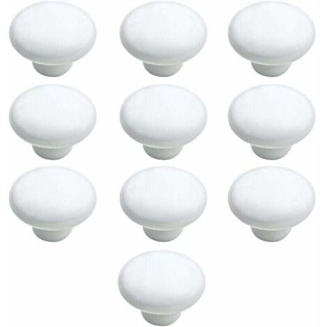 Pomo de puerta de cerámica para cocina, 10 unidades, 33 mm, color blanco