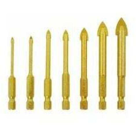 brocas para azulejos, brocas para hormigón, diámetros de 3/4/5/6/8/10/12 mm, brocas de punta hexagonal de 1/4 para azulejos de cerámica, vidrio, mármol y espejos. (1/4)