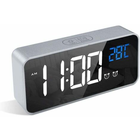 ZVD Despertador digital, despertador LED con función de repetición y puerto USB (plateado) (1/4)