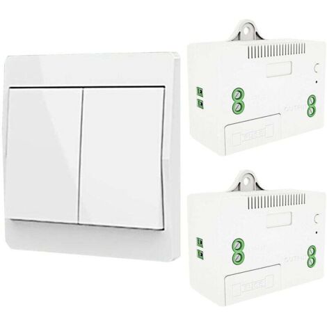 Interruptor de luz inalámbrico autogenerador, interruptor de radiofrecuencia y receptor de relé, controlador con fusible, interruptor cinético sin batería (kit de 1 vía y 2 llaves)