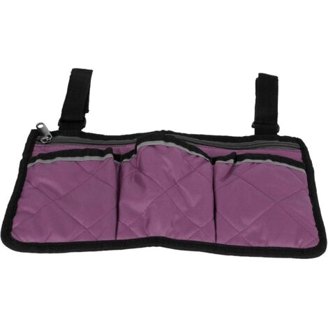 Multifunktionale, seitlich hängende Aufbewahrungstasche für Rollstühle (lila Polyester-Pongee) (1/5)