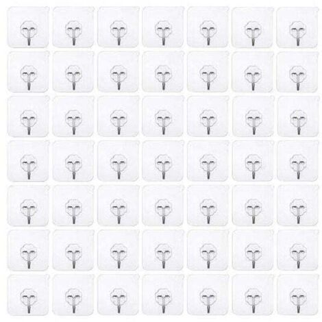 50 ganchos adhesivos sin perforaciones, gancho autoadhesivo sin perforaciones, gancho de pared transparente, gancho adhesivo transparente, gancho para puerta, gancho impermeable, ideal para la pared d (1/4)