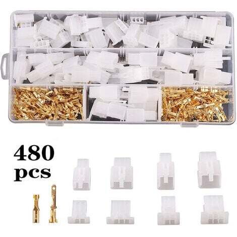 Kit de 380 conectores automotrices de 2,8 mm (2, 3, 4 y 6 pines) para motocicletas, coches, camiones, scooters, barcos, instrumentos eléctricos. (1/5)