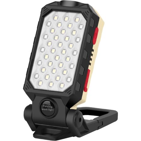 Luz de trabajo LED recargable por USB con pantalla de alimentación, lámpara de inspección magnética plegable, luz de camping portátil para reparación de emergencia de automóviles, batería 18650 incorp (1/5)