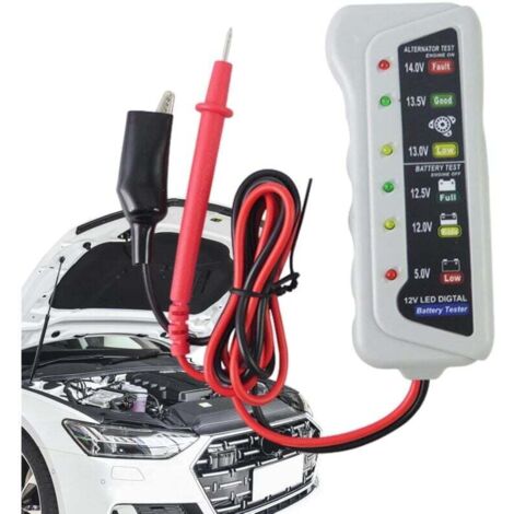 Probador de batería automotriz, analizador de batería automático de 6 V y 12 V con luz LED de alta precisión, comprobador de voltaje con mango ergonómico, comprobador de batería automotriz para (1/4)