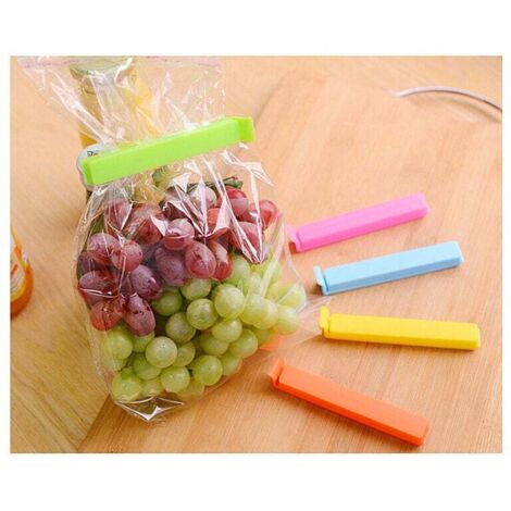 Paquete de 5 clips para bolsas de plástico, 11 cm, clip de comida de color aleatorio, solo se puede recibir un color (1/4)