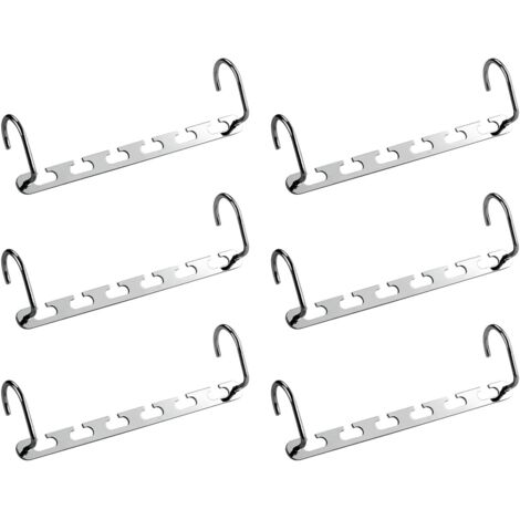 [6er-Pack] Magischer Kleiderbügel aus Edelstahl – platzsparender Mehrfach-Garderobenständer, Kleiderbügelhalter zur Aufbewahrung von Kleidern/Hosen/Hemden, zum Aufhängen an der Tür, auf dem Regal oder