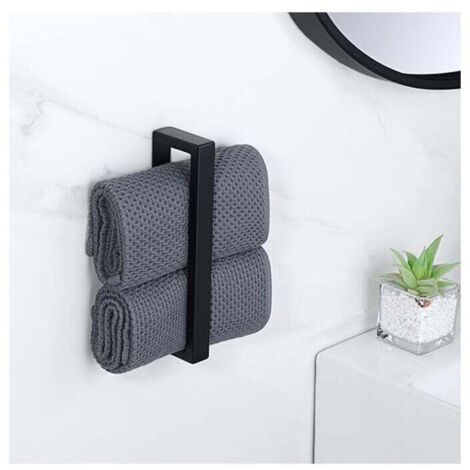 Toalleros de baño rectangulares negros de 24,5 cm, de acero inoxidable para pared. (1/5)