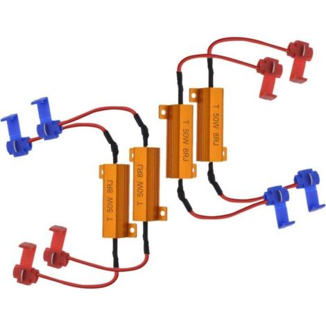 4 resistencias de carga LED de 50 W y 8 ohmios para faros delanteros, decodificador de luces antiniebla, cable decodificador de resistencia de señal de giro LED (reparación de hiperflash y cancelación (1/4)