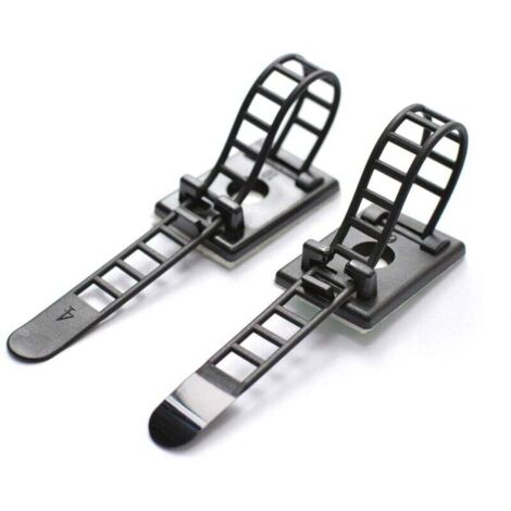 50 bridas adhesivas con tornillos - Clips para gestión de cables y bridas de nailon ajustables - Organizadores de cables autoadhesivos para el hogar, la oficina y proyectos de bricolaje (1/5)