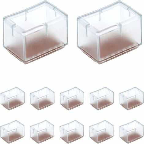 12 protectores rectangulares de silicona para patas de silla, mesa y sofá (ancho: 24-30 mm x largo: 39-47 mm) (1/4)