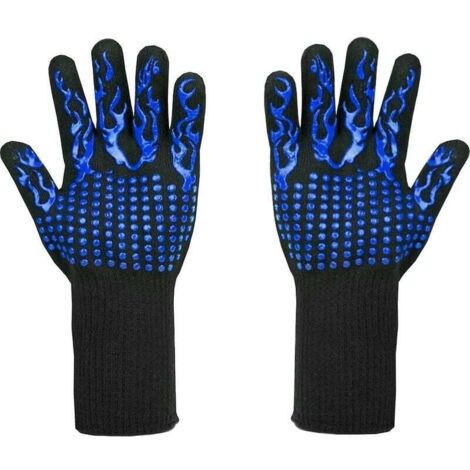 Guantes para barbacoa resistentes al calor hasta 800 °C - Guantes resistentes a cortes L5 - Guantes de horno premium para barbacoa, cocina, horneado y soldadura (1 par de 33 cm)