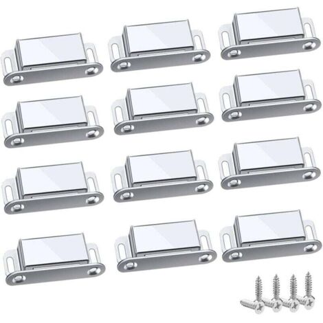 Cierres magnéticos, 12 unidades, imanes fuertes para armarios, hasta 6 kg, para cajones, puertas de ducha, armarios, muebles (45 mm, 12 unidades)