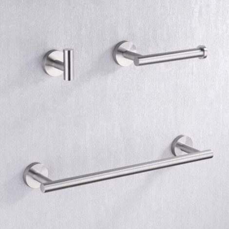Toallero de 40 cm, soporte para papel higiénico, juego de 3 piezas para baño, montaje en pared, acero inoxidable SUS304, acabado cepillado a prueba de óxido, LA202DG-32