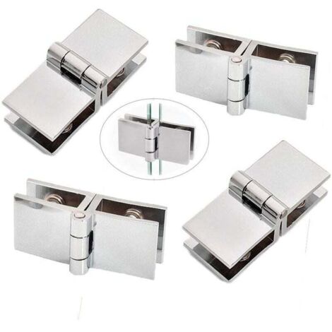 Bisagra de clip para puerta de vidrio de 4 piezas, bisagra de acero inoxidable para puerta de vidrio, bisagra plegable para vidrio, bisagra de abrazadera para puerta, C