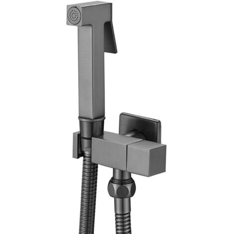 Kit de ducha cuadrado de pared de latón cromado para bidé (gris)