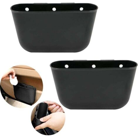 Cubo de basura pequeño para coche, NewWe 2 piezas, caja de almacenamiento para coche, material plástico fácil de limpiar, cubo de basura portátil, caja de almacenamiento colgante, accesorios para el i (1/5)