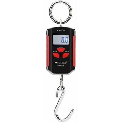 Báscula electrónica portátil para equipaje, con gancho de acero inoxidable, rango de medición preciso de 200 kg/100 g, marco rojo. (1/5)