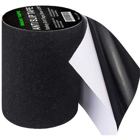Cinta adhesiva antideslizante - Cinta adhesiva antideslizante para suelos interiores y exteriores - Ideal para escaleras y escalones - Negra - 10 m x 30 cm (1/5)