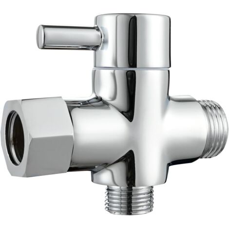 Válvula de inodoro de latón de 3 vías con desviador de ducha de 3/8", acabado cromado