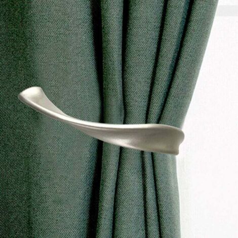 ZVD Retenue de Rideau de fenêtre, retenue de draperie de Rideau décoratif, Ensemble de 2, Alliage d'aluminium (gris, 11 x 12.5cm) (1/4)