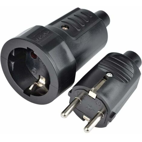 Juego de 2 enchufes hembra de 250 V irrompibles y estables - Enchufe doble macho y hembra para uso interior y habitaciones húmedas - 1 ud. (1/5)