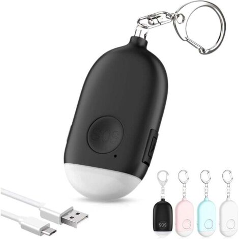 Alarma personal segura para mujeres, 130 dB, recargable, homologada por la policía, con linterna.