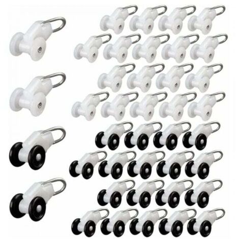 ZVD 40 piezas de rodillos deslizadores para cortinas, ganchos para riel de pérgola, rodillos para riel de cortina, polea de metal, gancho para cortina, cortinas deslizantes, rodillos para barra de cor