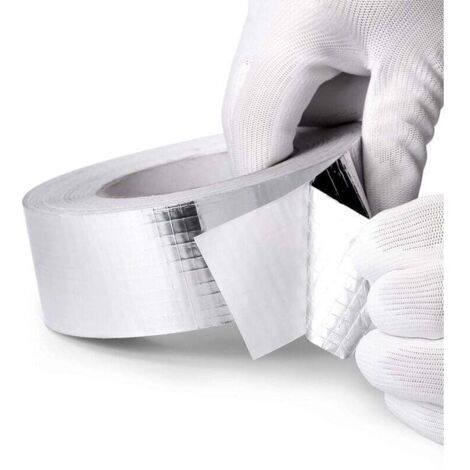 Cinta de aluminio con fibra de vidrio de 4,8 cm de ancho y 20 m de largo Cinta de aluminio aislante ignífuga, resistente a altas temperaturas, impermeable, resistente a la luz solar y al desgarro