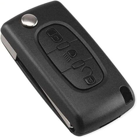 ZVD Carcasa de llave de 3 botones para faros delanteros, compatible con CE0523, llave plegable para Peugeot 207, 307, 308, 407, 408, 3008, 5008, Citroën C2, C3, C4, C5, C6 y C8 (botón de faros, CE0523