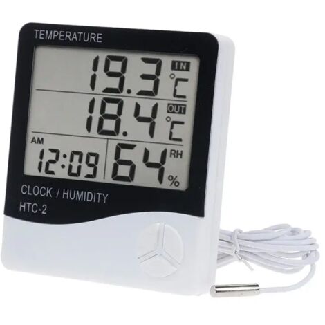 Termómetro higrómetro digital LCD - Estación meteorológica electrónica para uso en interiores y exteriores (1/5)