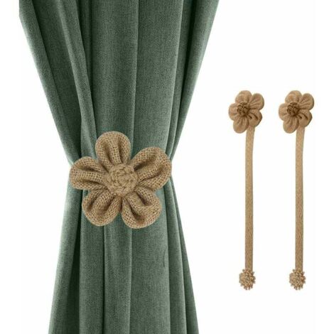ZVD Abrazaderas magnéticas para cortinas de ventana, 2 unidades, sencillas y elegantes, con diseño de girasoles, cordón de punto decorativo, accesorios para decoración del hogar y la oficina. (1/4)