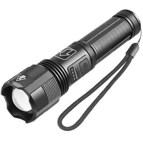 Lampe torche LED rechargeable super puissante 1000 lumens, 5 modes d'éclairage (1/4)