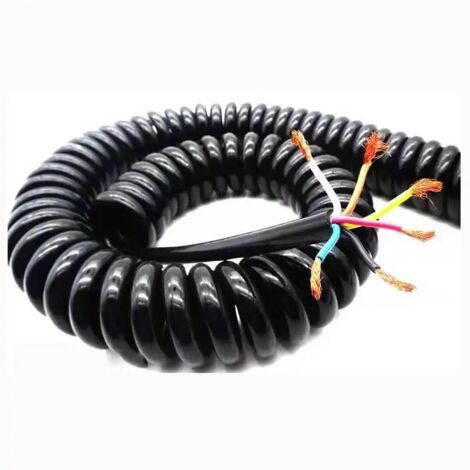 Cable de alimentación retráctil con resorte - 6 núcleos, 3 m, negro (1/5)